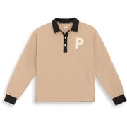 624897 [ゴルフ レディース Pロゴ ミニワッフル ストレッチ リラック 長袖 ラガーポロシャツ 03 アラバスター（ブラウン） XL]