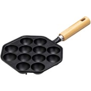 鉄鋳物たこ焼き 12穴 木柄 ブラック 4456