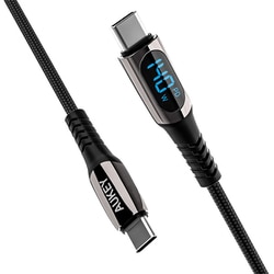 Type-C-C ケーブル 1m PD急速充電 デジタル表示 140W CB-CC14-BK