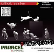 AN3511 1/35 動物 ナインライブズ ネコ9体セット [組立式プラスチックモデル]