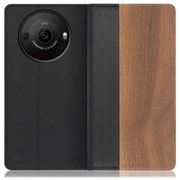 WORK08AO-KU-AR8P [AQUOS R8 pro用 天然木仕様の本革 スマホケース スタンド機能＆カードポケット付き 胡桃]