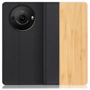 WORK08AO-TA-AR8P [AQUOS R8 pro用 天然木仕様の本革 スマホケース スタンド機能＆カードポケット付き 竹]