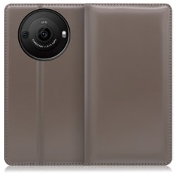 WORK14AO-GY-AR8P [AQUOS R8 pro用 本革 スマホケース スタンド機能＆カードポケット付き グレー]