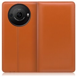 WORK14AO-OG-AR8P [AQUOS R8 pro用 本革 スマホケース スタンド機能＆カードポケット付き オレンジ]