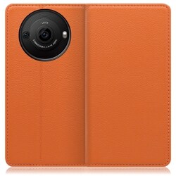 WORK16AO-OG-AR8P [AQUOS R8 pro用 本革 スマホケース スタンド機能＆カードポケット付き オレンジ]