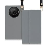 WORK22AO-GY-AR8P [AQUOS R8 pro用 クラッチバッグ風 スマホケース ロングストラップ＆カードポケット付き グレー]
