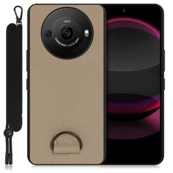 WORK37AO-BN-AR8P [AQUOS R8 pro用 首掛け スマホケース ネックストラップ付き ラテブラウン]