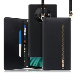 WORK50AO-BK-AR8P [AQUOS R8 pro用 クラッチバッグ型スマホショルダーケース ロングストラップ＆カードポケット付き ブラック]