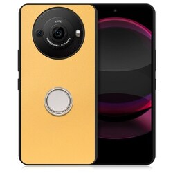 WORK48AO-YL-AR8P [AQUOS R8 pro用 本革 スマホケース スタンド機能＆ストラップホール付き イエローベージュ]