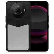 WORK49AO-BKGY-AR8P [AQUOS R8 pro用 PUレザー スマホケース ストラップホール＆カードポケット付き ブラックグレー]
