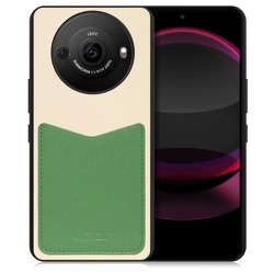 WORK49AO-CMGN-AR8P [AQUOS R8 pro用 PUレザー スマホケース ストラップホール＆カードポケット付き クリームグリーン]