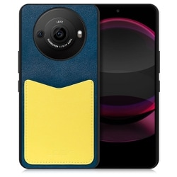 WORK49AO-NYYL-AR8P [AQUOS R8 pro用 PUレザー スマホケース ストラップホール＆カードポケット付き ネイビーイエロー]