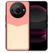 WORK49AO-PKCM-AR8P [AQUOS R8 pro用 PUレザー スマホケース ストラップホール＆カードポケット付き ピンククリーム]