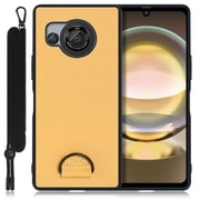 WORK37AO-YL-AR8 [AQUOS R8用 首掛け スマホケース ネックストラップ付き イエローベージュ]