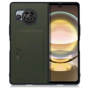 WORK28AO-EG-AR8 [AQUOS R8用 PUレザー スマホケース カードポケット＆ストラップホール付き エバーグリーン]