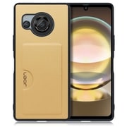 WORK28AO-GD-AR8 [AQUOS R8用 PUレザー スマホケース カードポケット＆ストラップホール付き ゴールド]