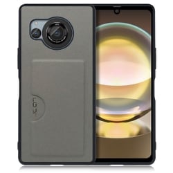 WORK28AO-GY-AR8 [AQUOS R8用 PUレザー スマホケース カードポケット＆ストラップホール付き グレー]
