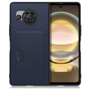 WORK28AO-NY-AR8 [AQUOS R8用 PUレザー スマホケース カードポケット＆ストラップホール付き ネイビー]