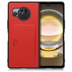 WORK28AO-RD-AR8 [AQUOS R8用 PUレザー スマホケース カードポケット＆ストラップホール付き レッド]