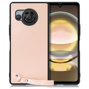 WORK33AO-PK-AR8 [AQUOS R8用 本革 スマホケース ストラップ＆ストラップホール付き ピーチピンク]