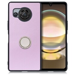 AQUOS R8用 本革 スマホケース スタンド機能＆ストラップホール付き ラベンダーパープル WORK48AO-PL-AR8