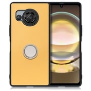 WORK48AO-YL-AR8 [AQUOS R8用 本革 スマホケース スタンド機能＆ストラップホール付き イエローベージュ]