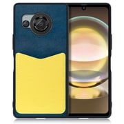 WORK49AO-NYYL-AR8 [AQUOS R8用 PUレザー スマホケース ストラップホール＆カードポケット付き ネイビーイエロー]
