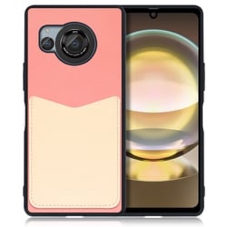 WORK49AO-PKCM-AR8 [AQUOS R8用 PUレザー スマホケース ストラップホール＆カードポケット付き ピンククリーム]