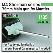 DM35138 1/35 WWII アメリカ M4シャーマン 75mm M3砲 金属砲身/後期型防盾セット （タミヤ/アカデミー用） [プラモデル用パーツ]