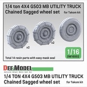 DW16002 1/16 WII アメリカ 1/4トン 4×4 G503 MBユーティリティトラック スノーチェーン付自重変形タイヤセット （タコム用） [プラモデル用パーツ]