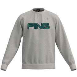 621-3262805-022-3L [ゴルフウェア メンズ 23FW PINGロゴアップリケ クルーネックスウェットプルオーバー 3Lサイズ 杢グレー]