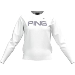 622-3270802-030-S [ゴルフウェア レディース 23FW PINGロゴパイルジャガードクルーネックニットプルオーバー Sサイズ ホワイト]