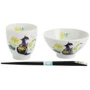 ひだまり猫 飯碗湯呑 菜の花(天宝箸付) 23203