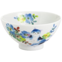 花猫 飯碗 ブルー 23213