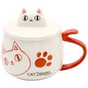 猫3兄弟 蓋付顔マグカップshiro 23173