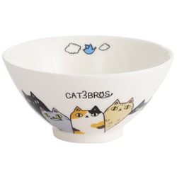 猫3兄弟 飯碗 背のび 23122