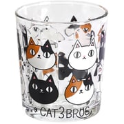 猫3兄弟 ガラスロックグラス 顔 23178
