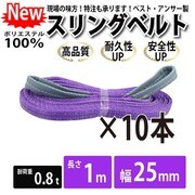 04910 [10本セット スリングベルト 25mm 1m 使用荷重 800kg 高品質 ナイロンスリングベルト ベルトスリング 吊具 長さ1m 警告線 吊りベルト 玉掛け クレーン 荷締]