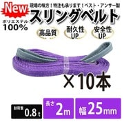 01310 [10本セット スリングベルト 25mm 2m 使用荷重 800kg 高品質 ナイロンスリング ベルトスリング 吊具 長さ2m 警告線 吊りベルト 玉掛け クレーン 荷締・牽引器具]
