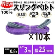 01410 [10本セット スリングベルト 25mm 3m 使用荷重 800kg 高品質 ナイロンスリングベルト ベルトスリング 吊具 長さ3m 警告線 吊りベルト 玉掛け クレーン 荷締・牽引器具]