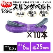 01710 [10本セット スリングベルト 25mm 6m 使用荷重 800kg 高品質 ナイロンスリング ベルトスリング 吊具 長さ6m 警告線 吊りベルト 玉掛け クレーン 荷締・牽引器具]