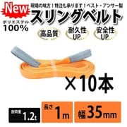 05510 [10本セット スリングベルト 35mm 1m 使用荷重 1200kg 高品質 ナイロンスリング ベルトスリング 吊具 長さ1m 警告線 吊りベルト 玉掛け クレーン 荷締・牽引器具]