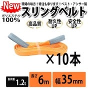073 [10本セット スリングベルト 35mm 6m 使用荷重 1200kg 高品質 ナイロンスリング ベルトスリング 吊具 長さ6m 警告線 吊りベルト 玉掛け クレーン 荷締・牽引器具]