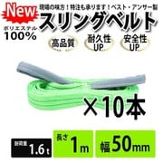 018-0110 [10本セット スリングベルト 50mm 1m 使用荷重 1600kg 高品質 ナイロンスリング ベルトスリング 繊維ベルト 吊具 長さ1m 警告線 吊りベルト 玉掛け クレーン 荷締・牽引器具]