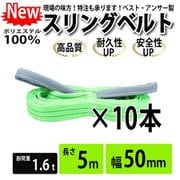 02110 [10本セット スリングベルト 50mm 5m 使用荷重 1600kg 高品質 ナイロンスリング ベルトスリング 長さ5m 吊具 長さ5m 警告線 吊りベルト 玉掛け クレーン 荷締・牽引器具]