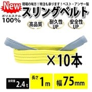 750110 [10本セット スリングベルト 75mm 1m 使用荷重 2400kg 高品質 ナイロンスリング ベルトスリング 繊維ベルト 吊具 長さ1m 警告線 吊りベルト 玉掛け クレーン 荷締・牽引器具]