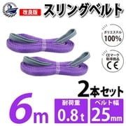 sb-25mm-6m-2p [2本セット スリングベルト 25mm 6m 使用荷重 800kg 高品質 ナイロンスリング ベルトスリング 吊具 長さ6m]