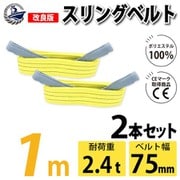 sb-75mm-1m-2p [2本セット スリングベルト 75mm 1m 使用荷重 2400kg 高品質 ナイロンスリング ベルトスリング 繊維ベルト]