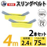 sb-75mm-4m-2p [2本セット スリングベルト 75mm 4m 使用荷重 2400kg 高品質 ナイロンスリング ベルトスリング 吊具 長さ4m]