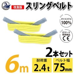 sb-75mm-6m-2p [2本セット スリングベルト 75mm 6m 使用荷重 2400kg 高品質 ナイロンスリング ベルトスリング 吊具 長さ6m]